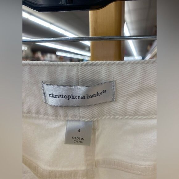 Christopher & Banks Ladies 4 White Corduroy Pants - Picture 3 of 5